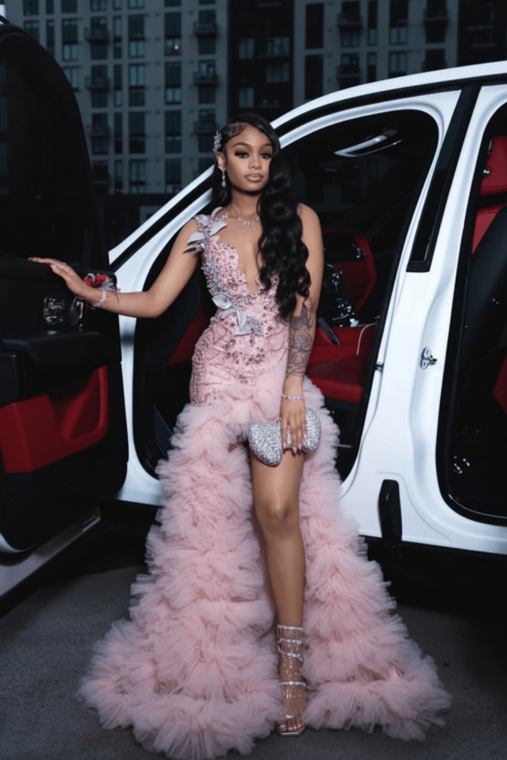 Stunning Red Mermaid Prom Dress with Beadings High Split Party Dress