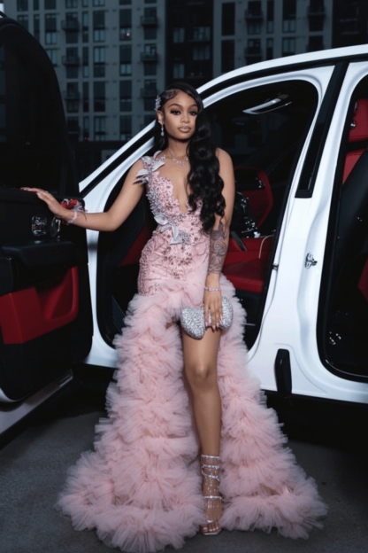 Stunning Red Mermaid Prom Dress with Beadings High Split Party Dress