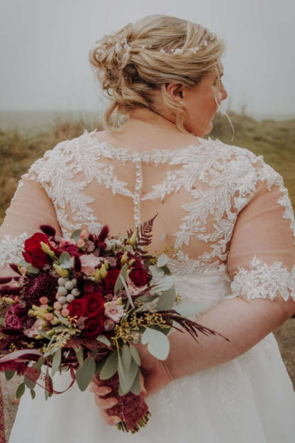 A-Line Half Sleeves Applique Plus Size Wedding Dresses 