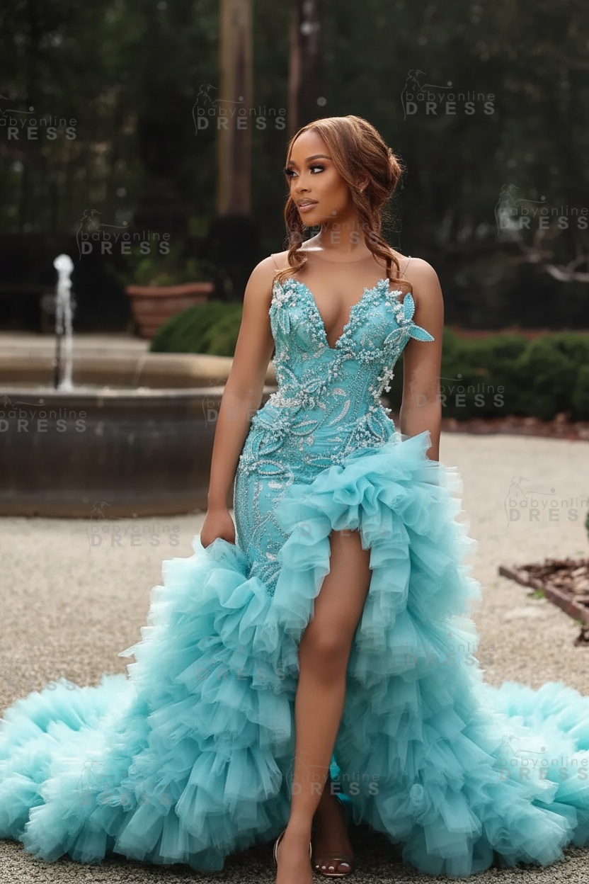 Gorgeous Pink Sweetheart Beadings Sleeveless Mermaid Prom Dress with Ruffles