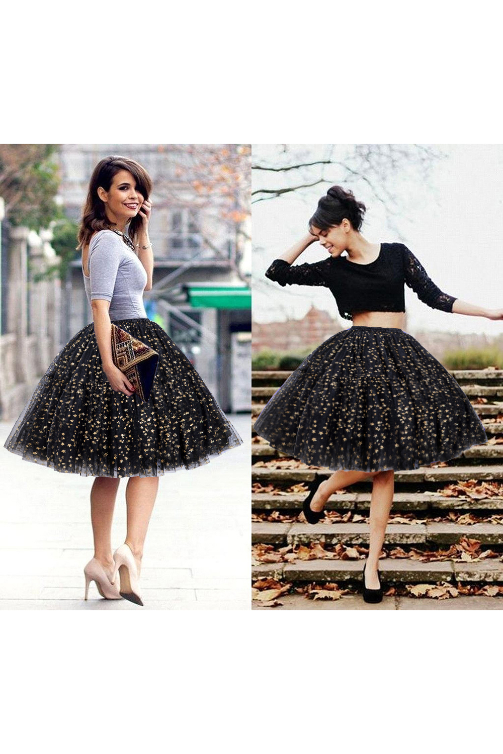  Puffy Knee-length Carnival Petticoat in Burgundy, White, Yellow, Gray, Pink, Mint Green