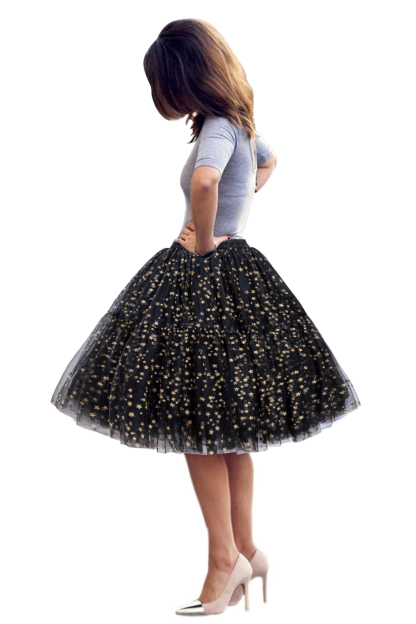  Puffy Knee-length Carnival Petticoat in Burgundy, White, Yellow, Gray, Pink, Mint Green