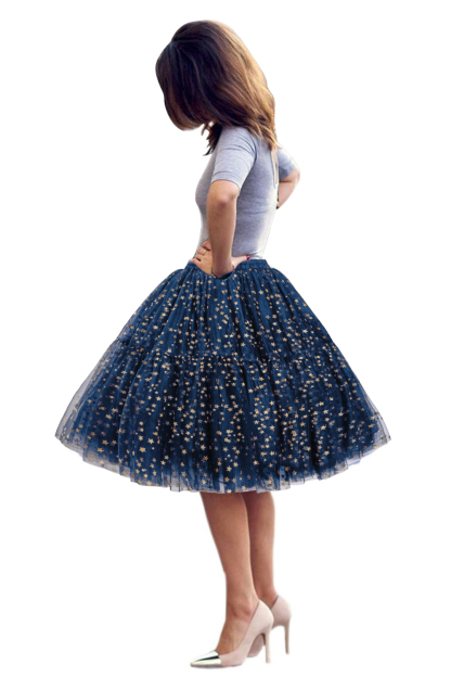  Puffy Knee-length Carnival Petticoat in Burgundy, White, Yellow, Gray, Pink, Mint Green