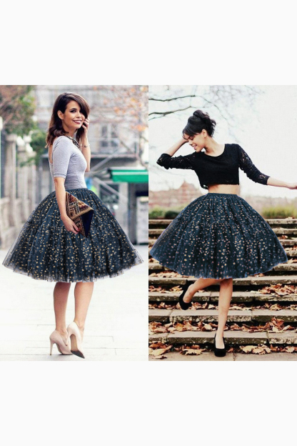  Puffy Knee-length Carnival Petticoat in Burgundy, White, Yellow, Gray, Pink, Mint Green