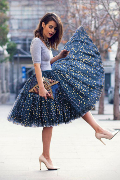  Puffy Knee-length Carnival Petticoat in Burgundy, White, Yellow, Gray, Pink, Mint Green