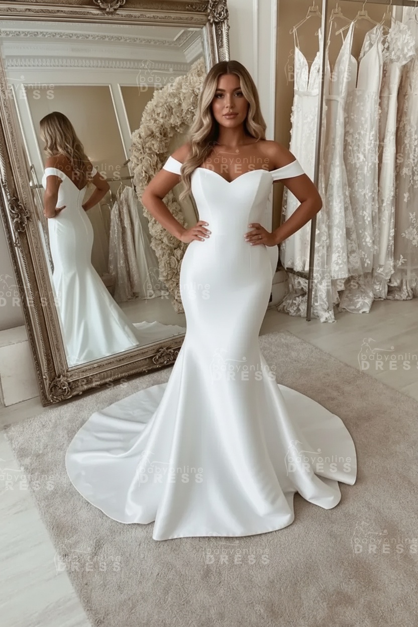 Off The Shoulder Mermaid Wedding Dresses | Chic Sleeveless Bridal Gowns Online