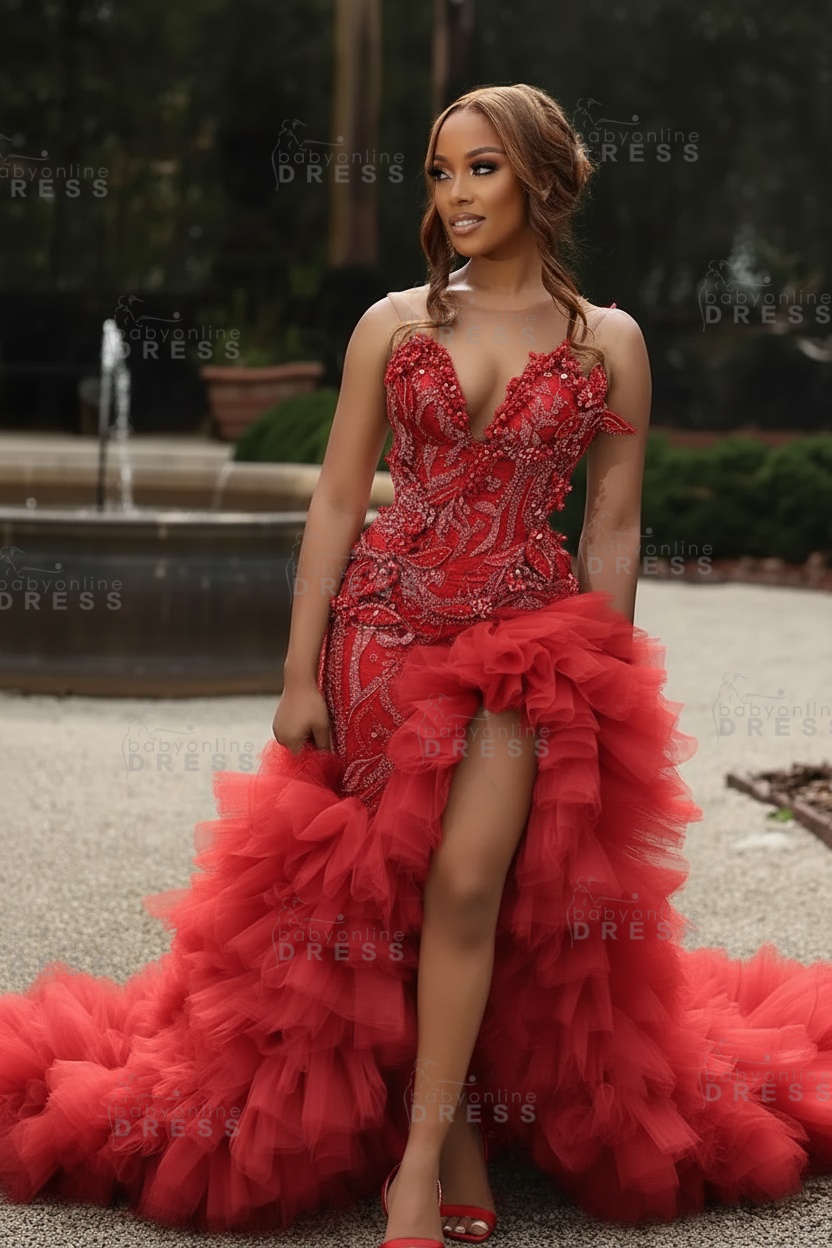 Gorgeous Pink Sweetheart Beadings Sleeveless Mermaid Prom Dress with Ruffles
