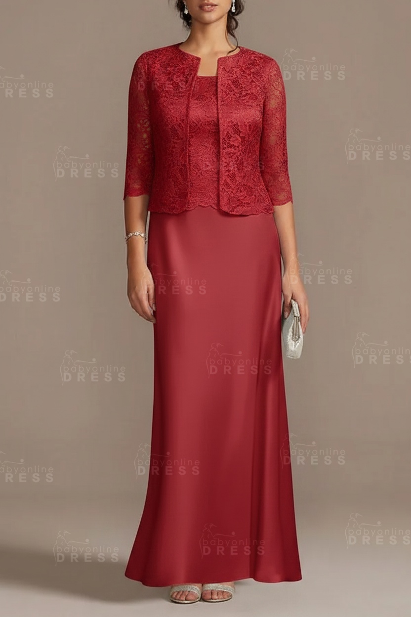 Long sleeves Sky blue Column Long Mother of the bride Dress