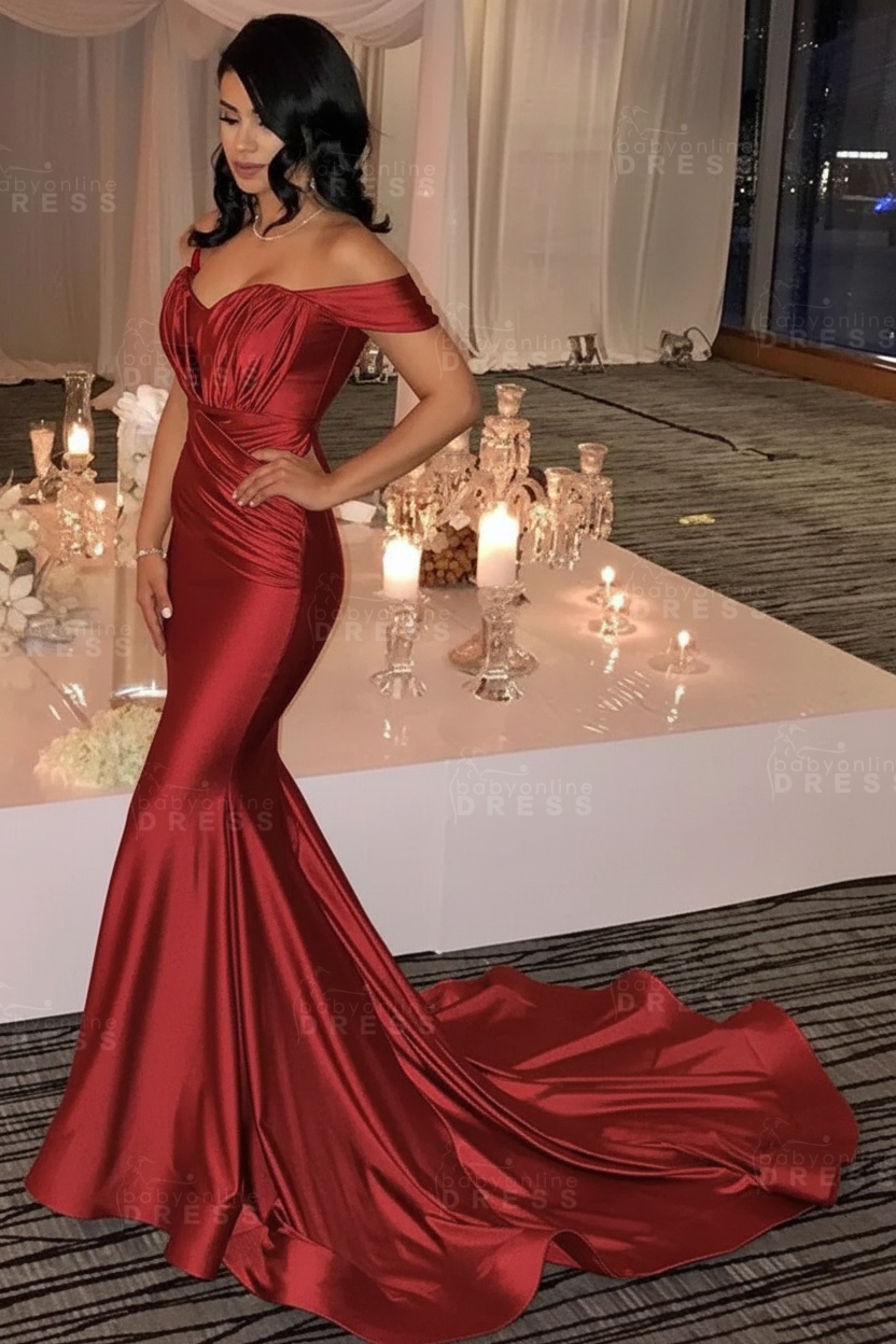 Off The Shoulder Champagne Gold Sexy Prom Dresses Mermaid Lates Popular Evening Gown