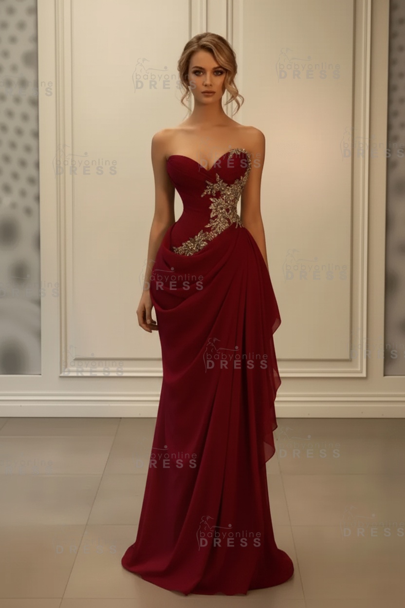Stunning Sweetheart Strapless Ruffles Bodycon Prom Dress with Appliques
