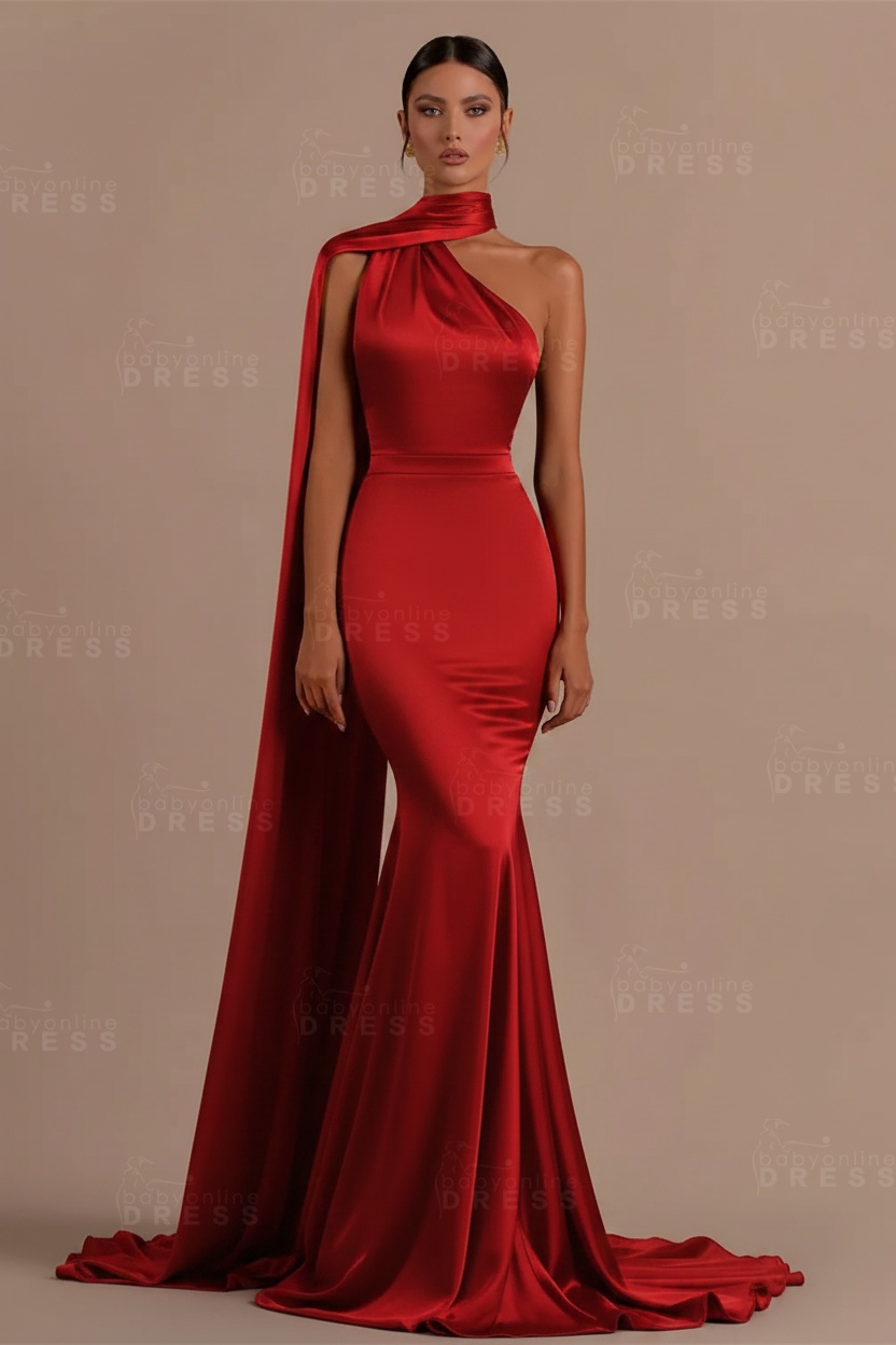 Black One shoulder Mermaid Long Sleeveless Prom Dresses