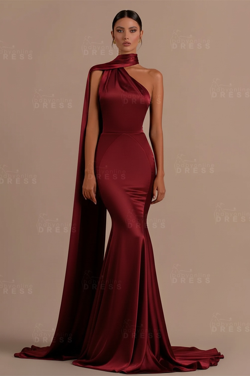 Black One shoulder Mermaid Long Sleeveless Prom Dresses