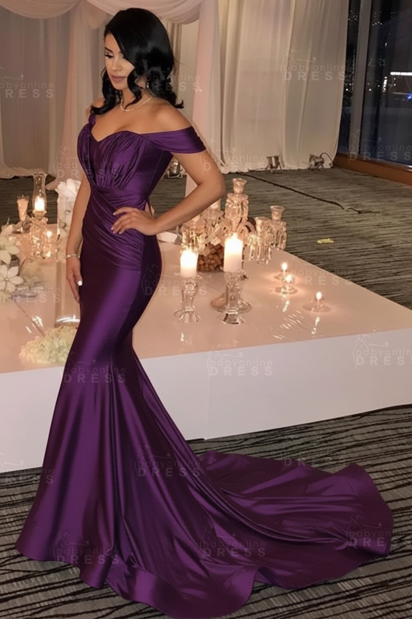 Off The Shoulder Champagne Gold Sexy Prom Dresses Mermaid Lates Popular Evening Gown