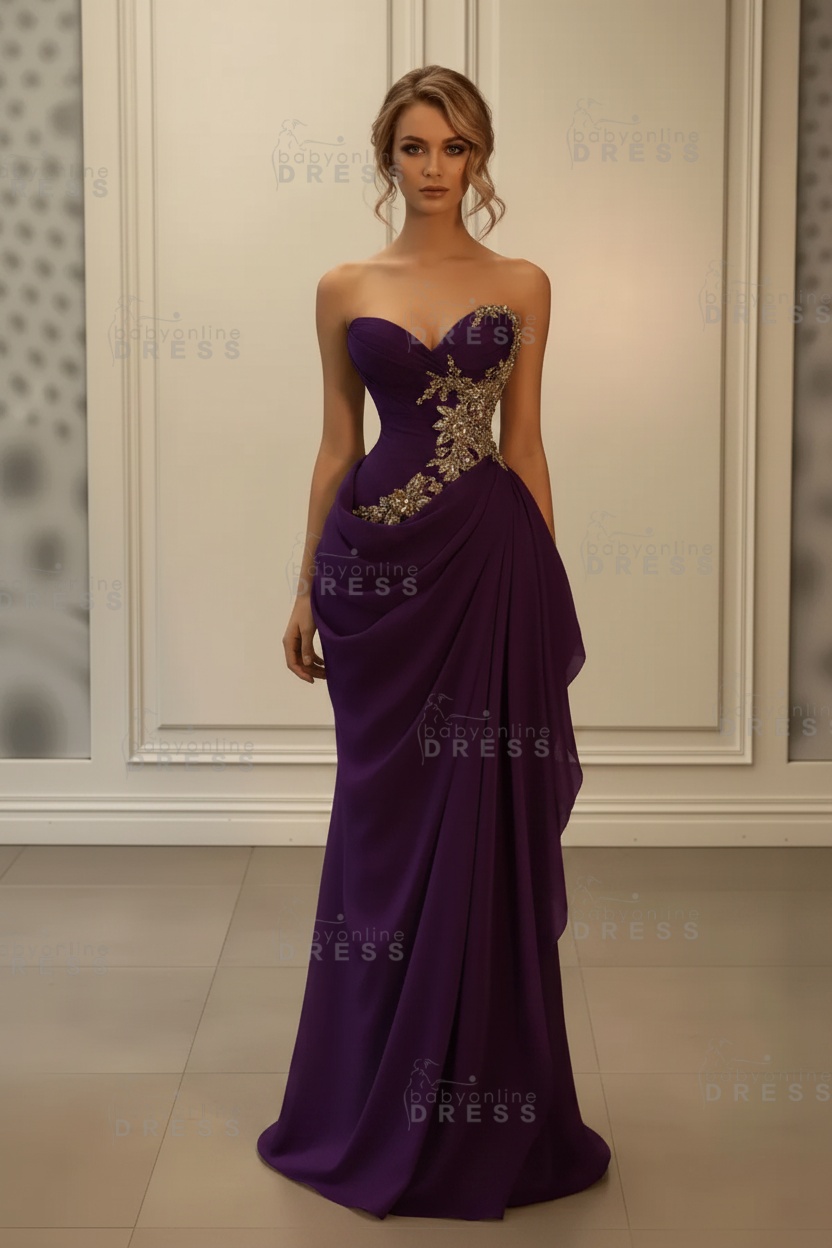 Stunning Sweetheart Strapless Ruffles Bodycon Prom Dress with Appliques