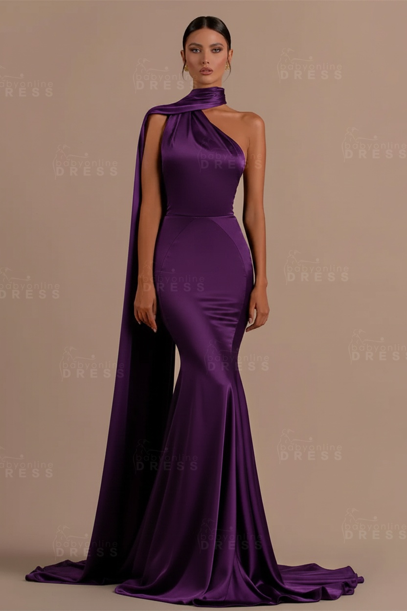 Black One shoulder Mermaid Long Sleeveless Prom Dresses