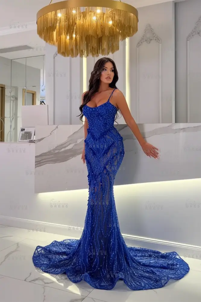 Strapless Mermaid Ivory Court Train Pearls Prom Dresses