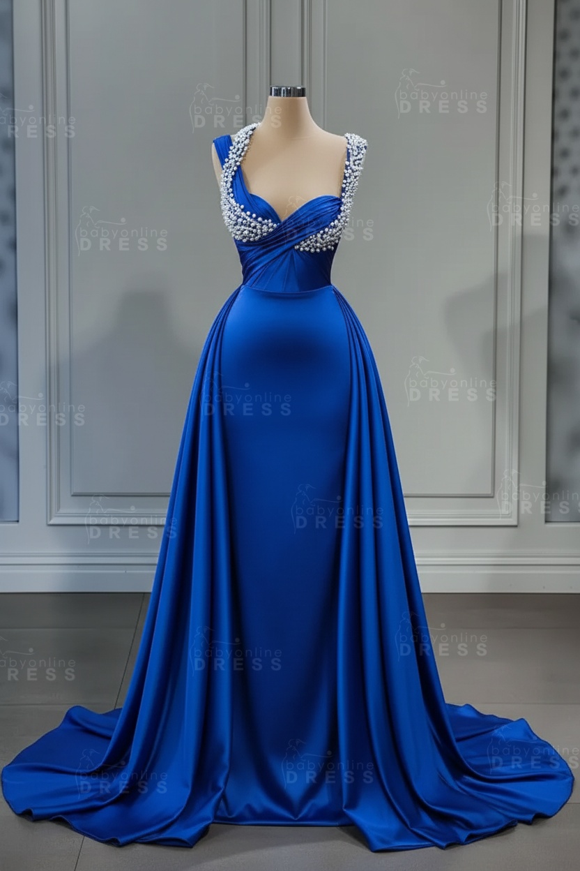 Sweetheart white mermaid prom dress with overskirt