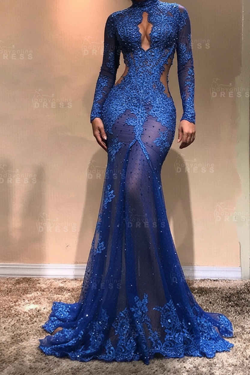 Gorgeous Long Sleeve Mermaid Evening Dress | Lace Formal Dress