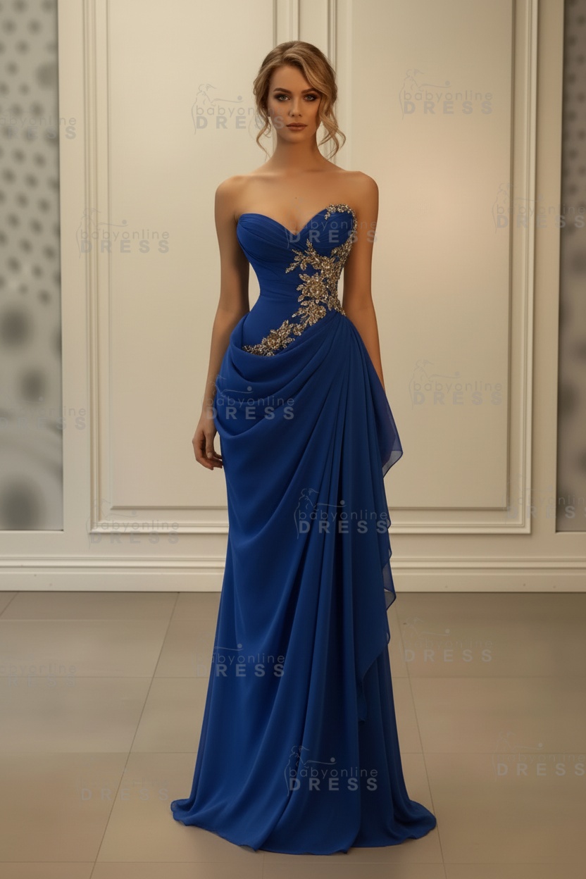 Stunning Sweetheart Strapless Ruffles Bodycon Prom Dress with Appliques