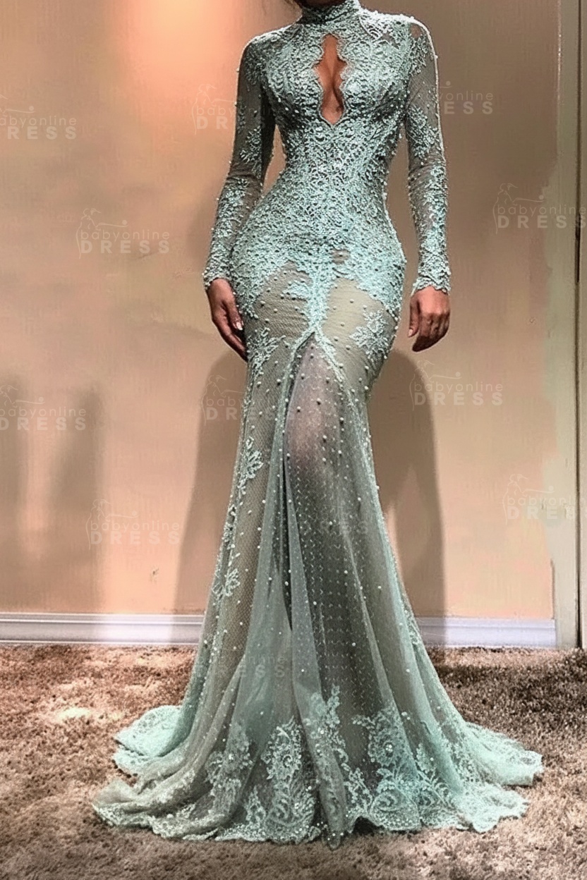 Gorgeous Long Sleeve Mermaid Evening Dress | Lace Formal Dress