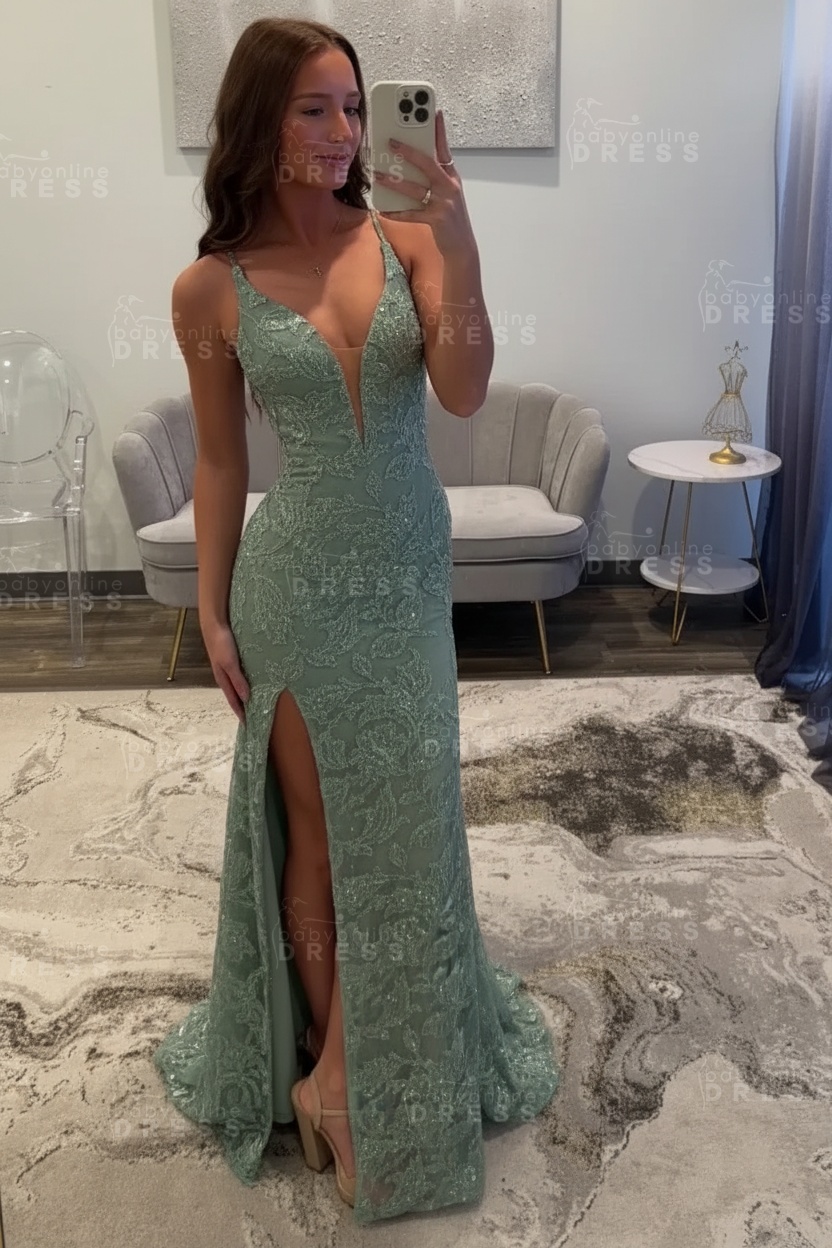 Sexy Glitter Black Prom Dress High Split Prom Dress Sleeveless