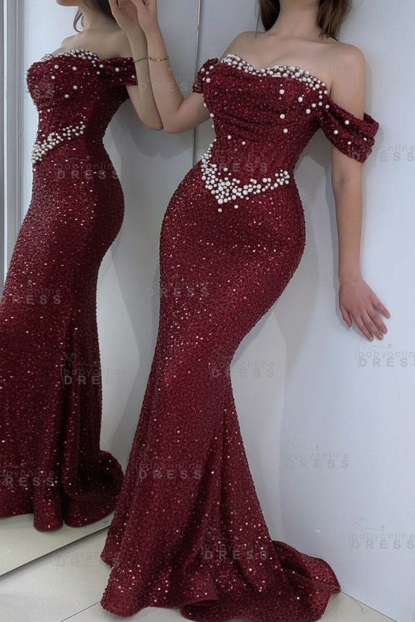 Off the shoulder Sequin Mermaid Evening Dresses