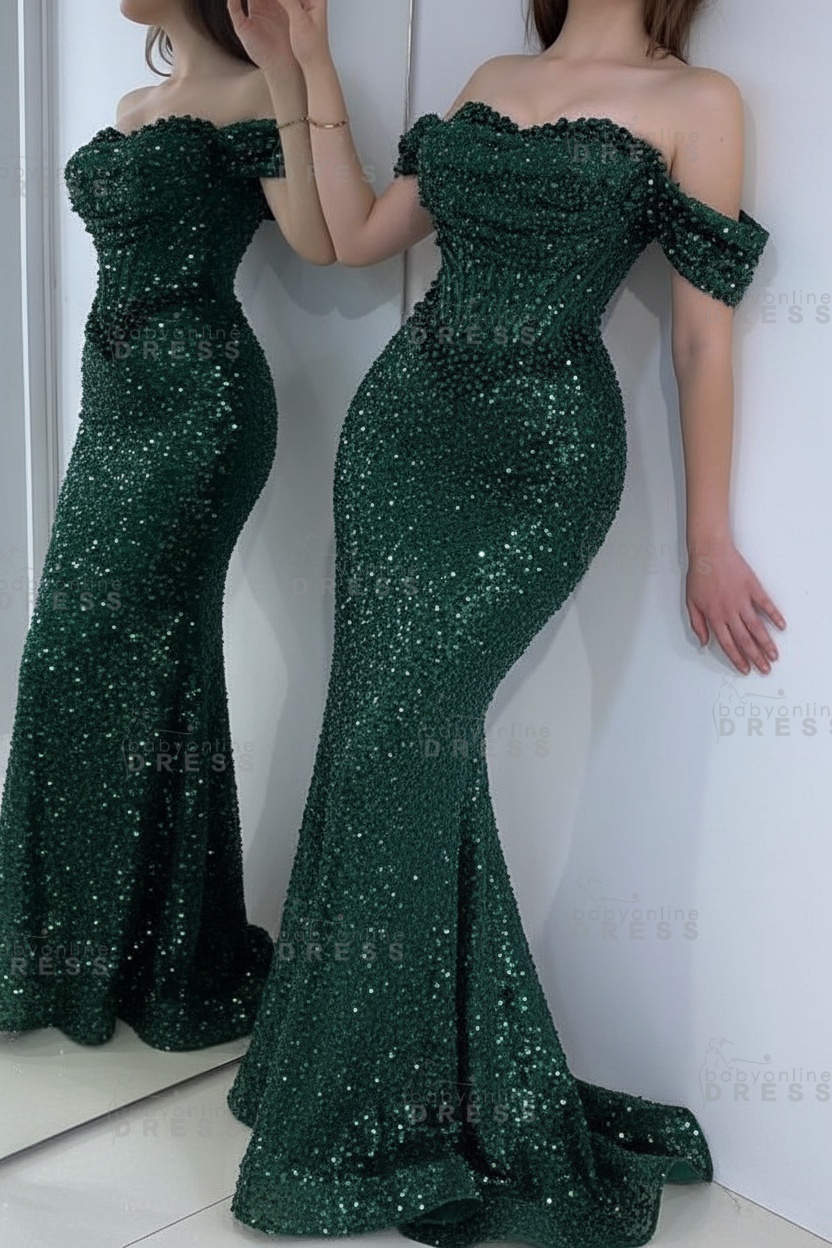 Off the shoulder Sequin Mermaid Evening Dresses