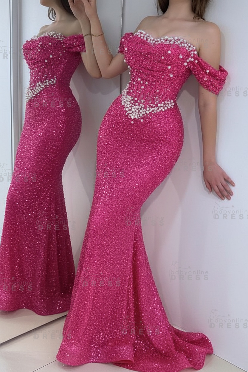 Off the shoulder Sequin Mermaid Evening Dresses