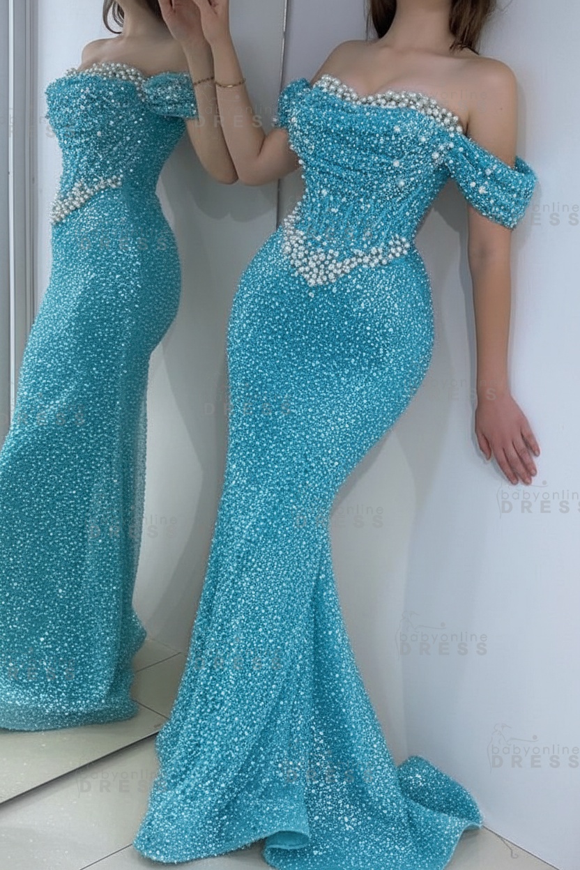 Off the shoulder Sequin Mermaid Evening Dresses