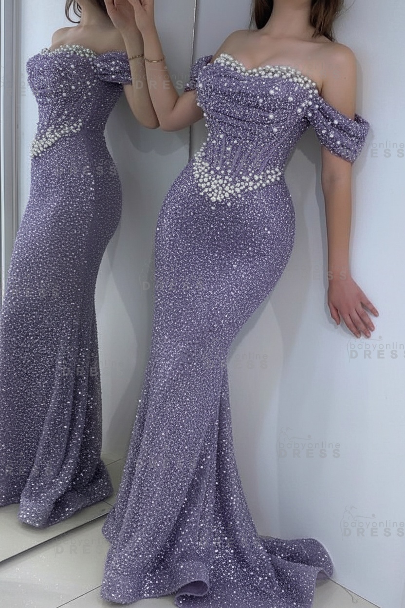 Off the shoulder Sequin Mermaid Evening Dresses
