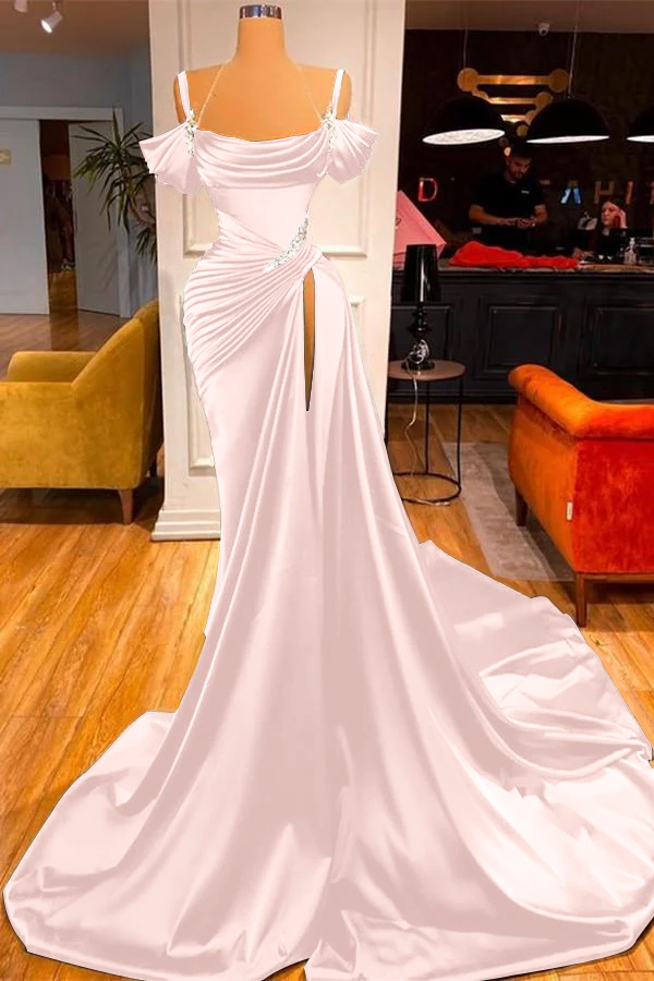 Sexy Green Off-the-shoulder High split Mermaid Prom Dress