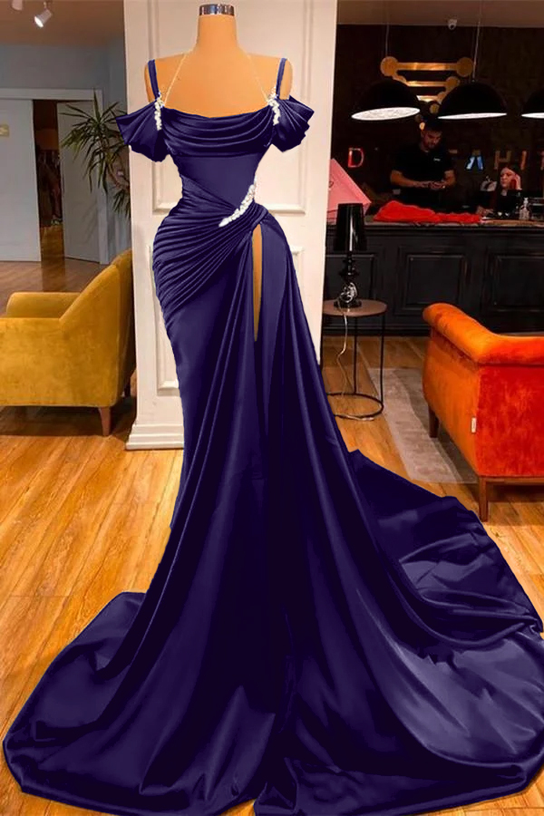 Sexy Green Off-the-shoulder High split Mermaid Prom Dress