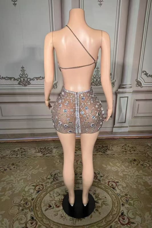 Sexy Halter Backless Sheath Prom Dress with Rhinestone