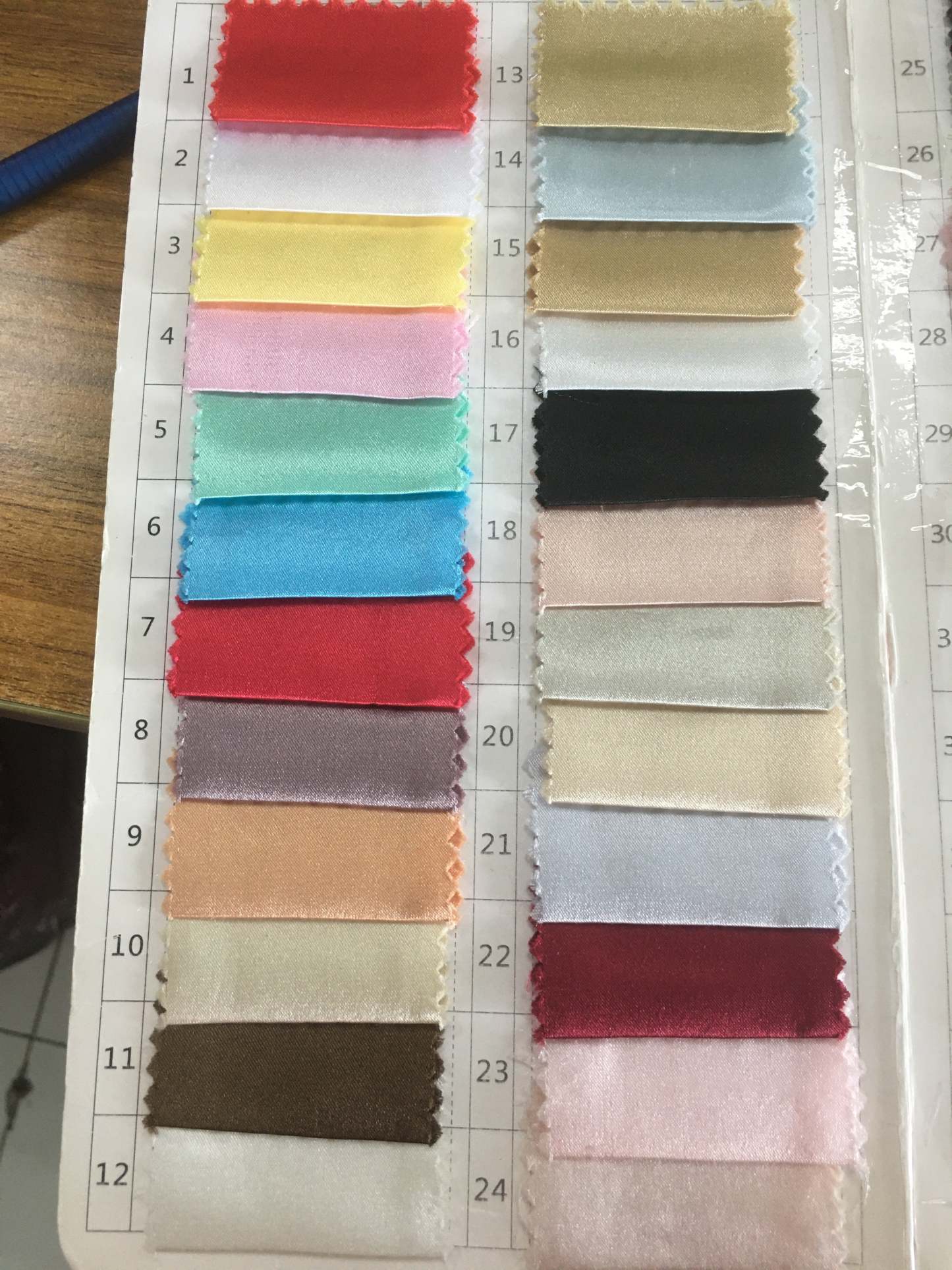 Chicloth Silk Like Stretch Satin Swatch with 128 Colors