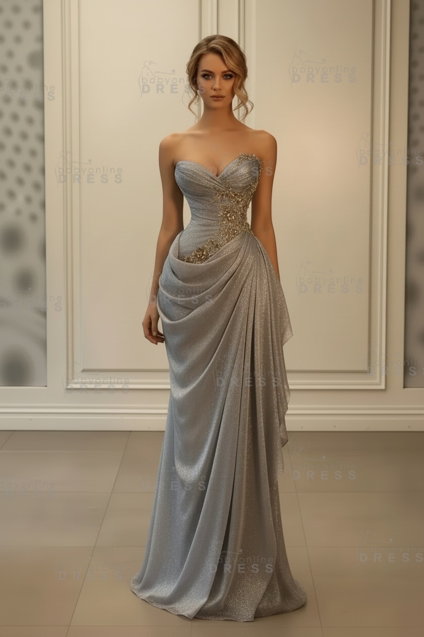 Stunning Sweetheart Strapless Ruffles Bodycon Prom Dress with Appliques