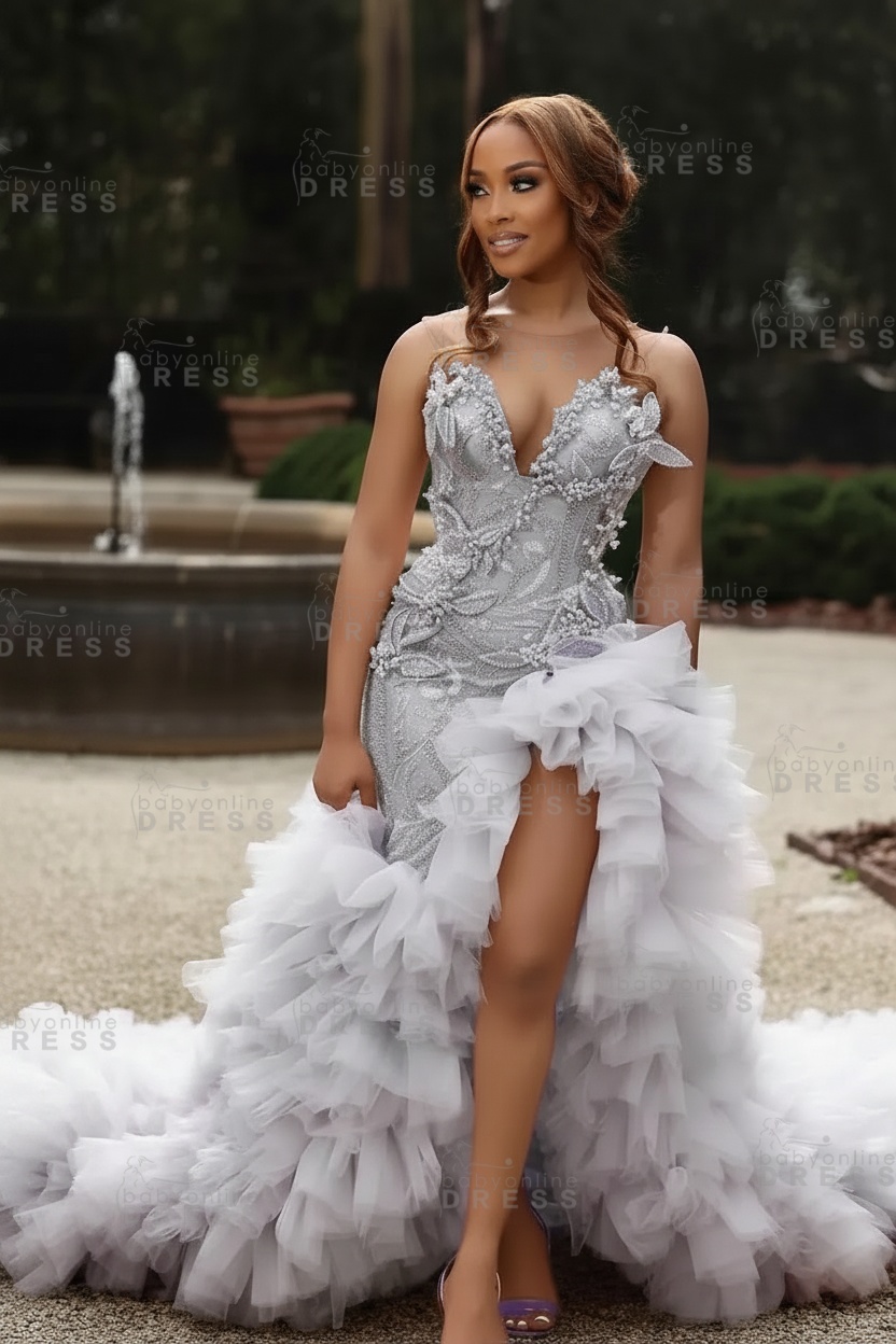 Gorgeous Pink Sweetheart Beadings Sleeveless Mermaid Prom Dress with Ruffles