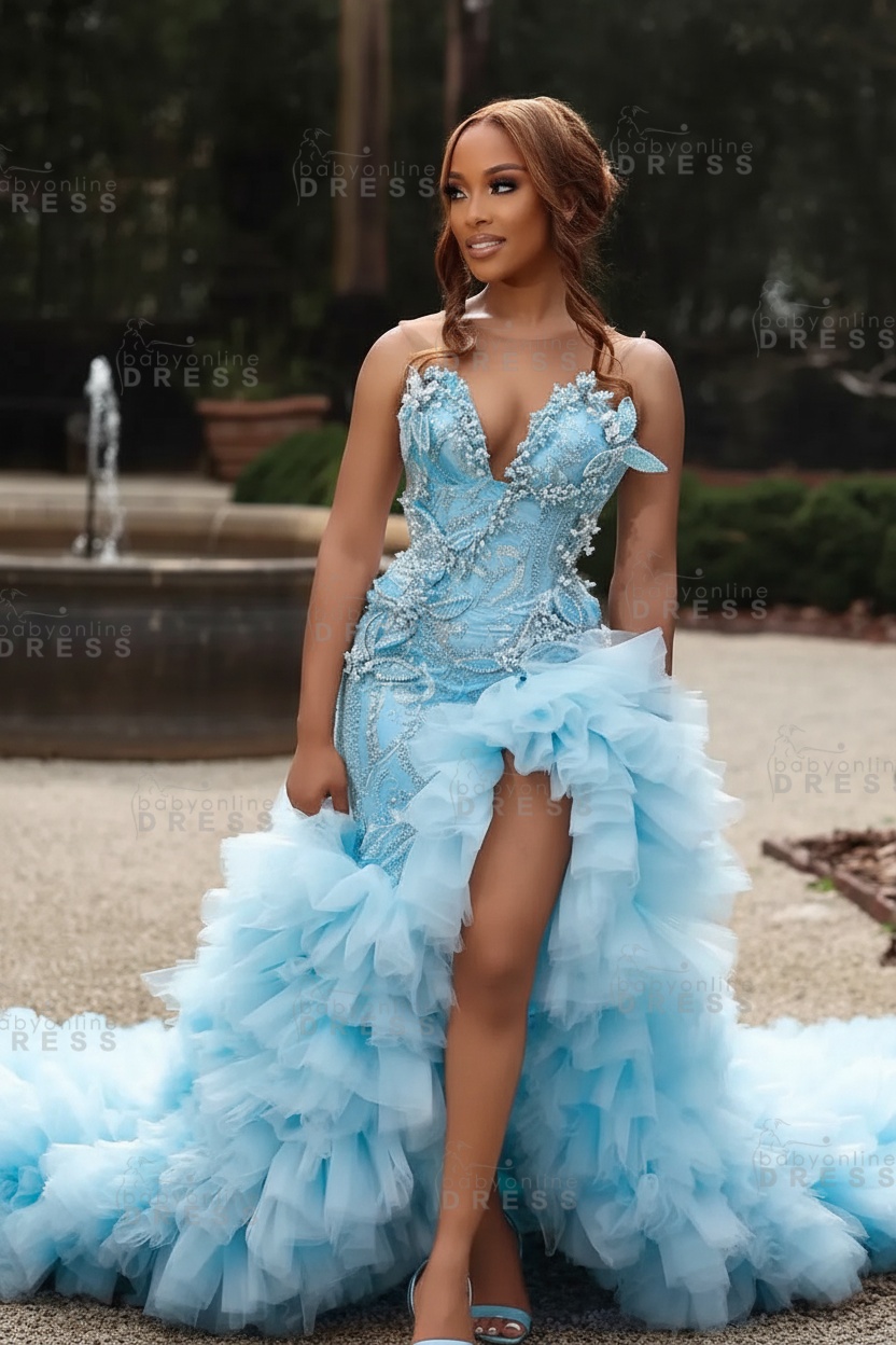 Gorgeous Pink Sweetheart Beadings Sleeveless Mermaid Prom Dress with Ruffles
