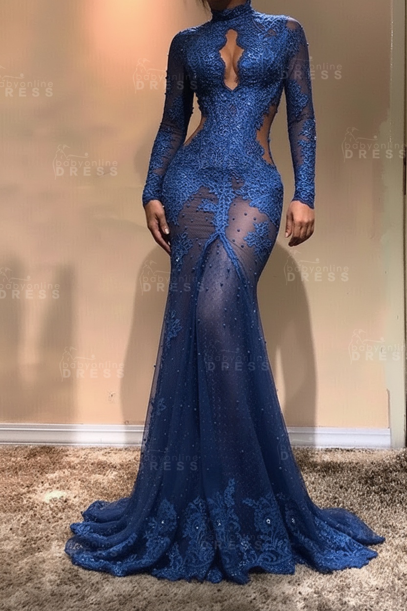 Gorgeous Long Sleeve Mermaid Evening Dress | Lace Formal Dress