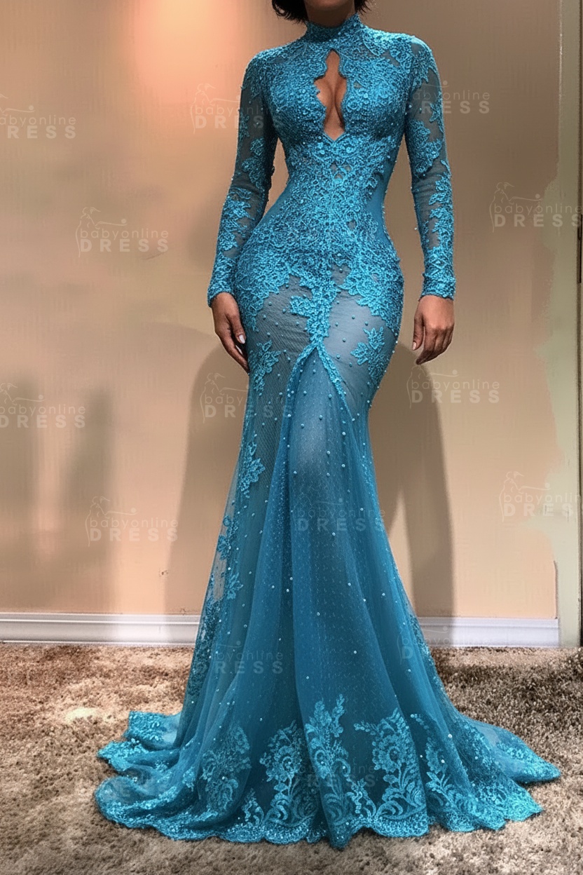 Gorgeous Long Sleeve Mermaid Evening Dress | Lace Formal Dress