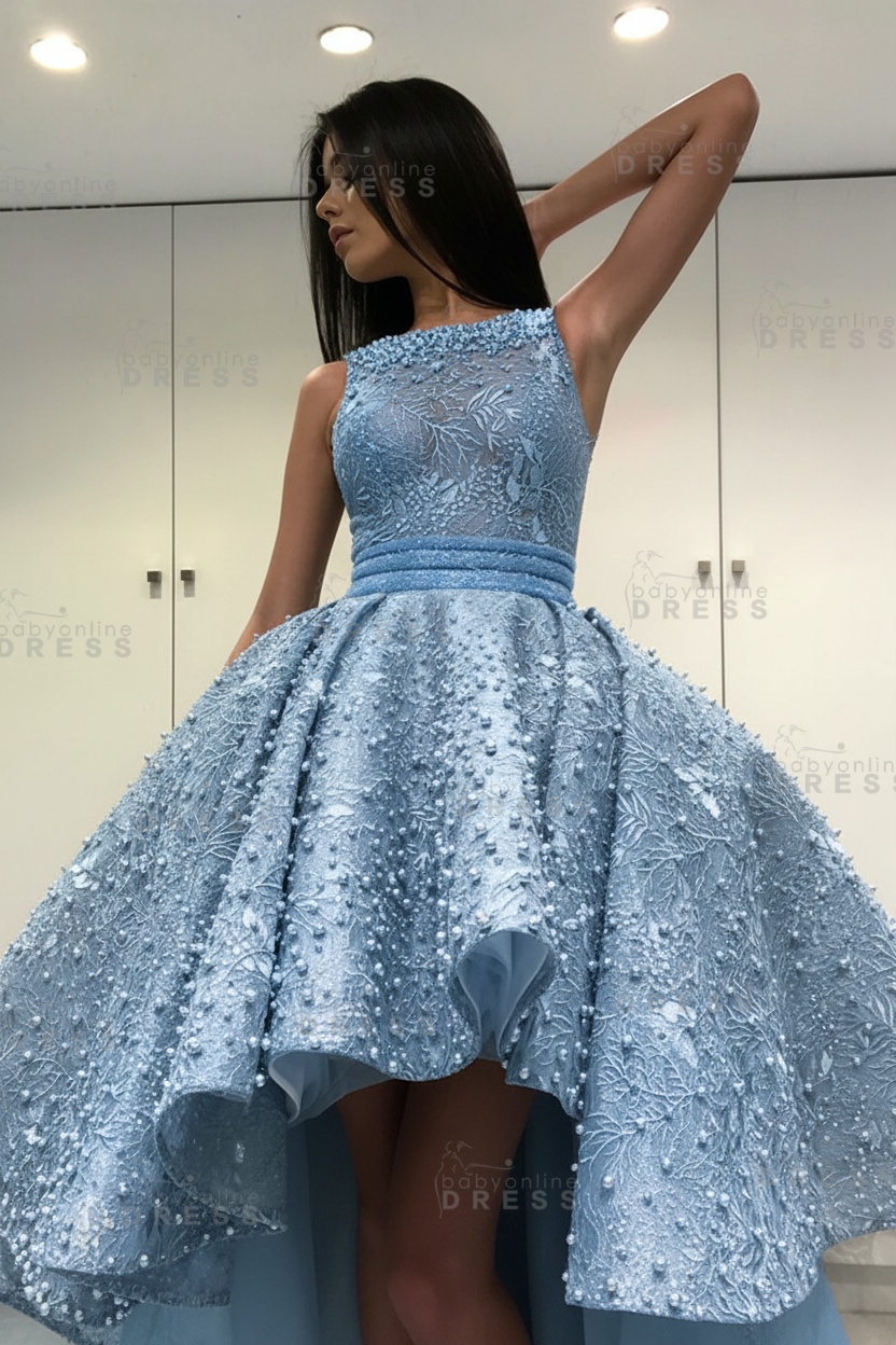 Gorgeous Sleeveless Beadings Short Hi-Lo Cocktail Dress Homecoming Dress