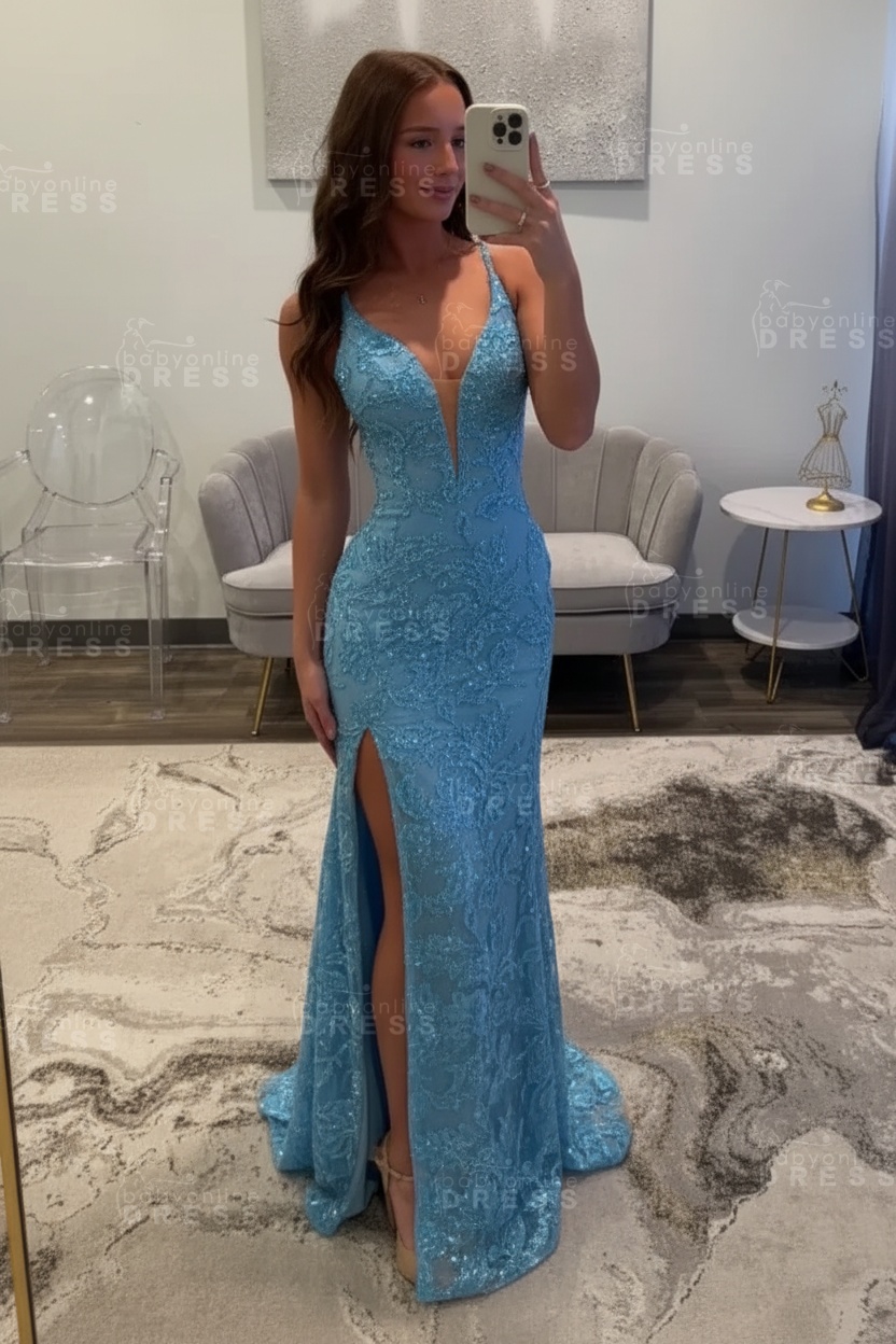 Sexy Glitter Black Prom Dress High Split Prom Dress Sleeveless