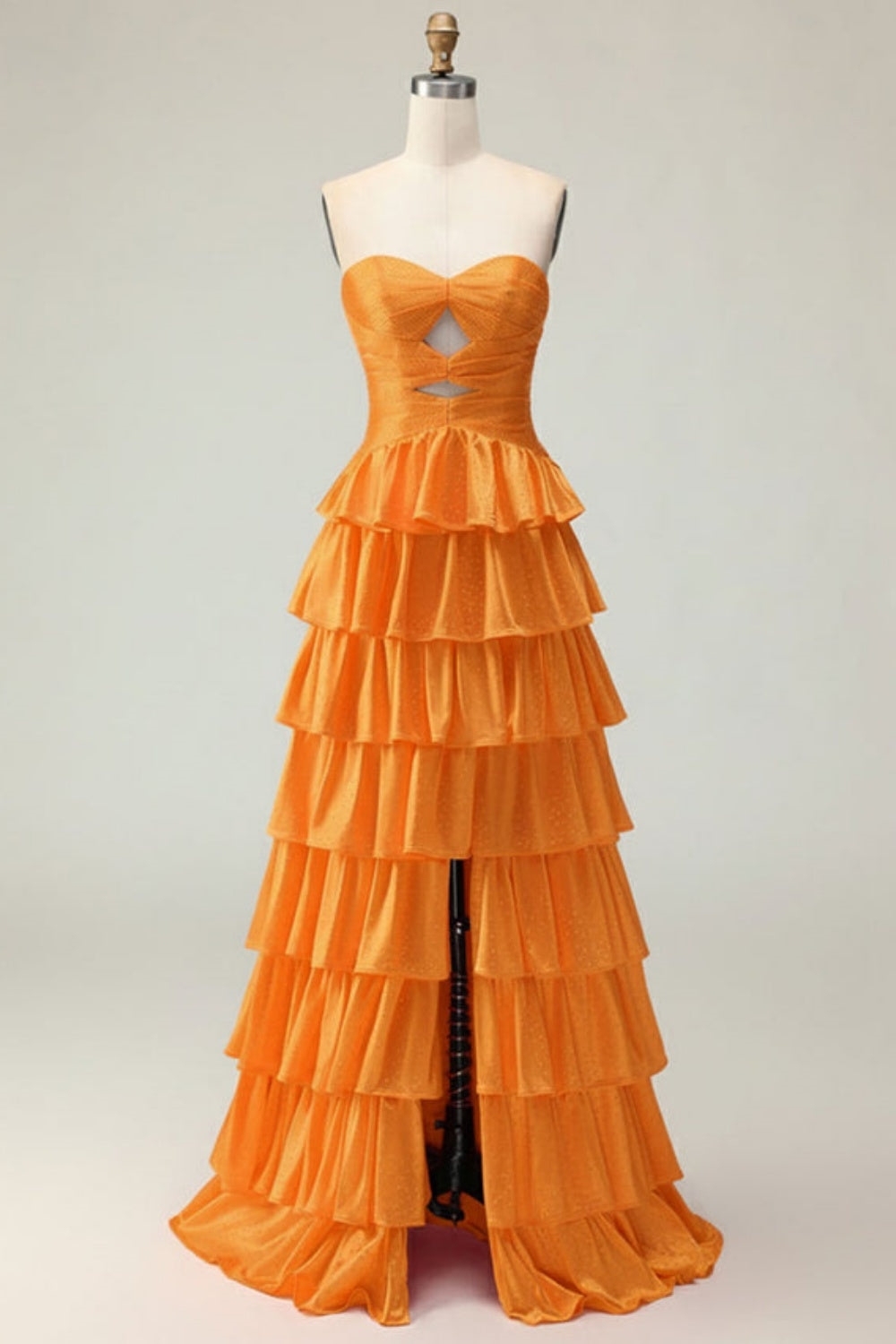 Strapless ALine Prom Dress with Front Split Sequined Evening Dress Long