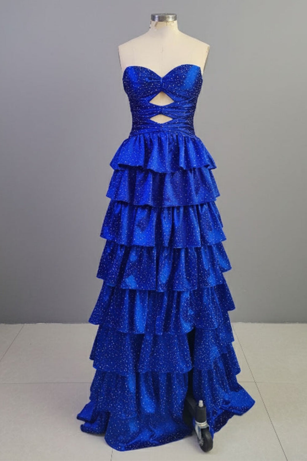Strapless ALine Prom Dress with Front Split Sequined Evening Dress Long