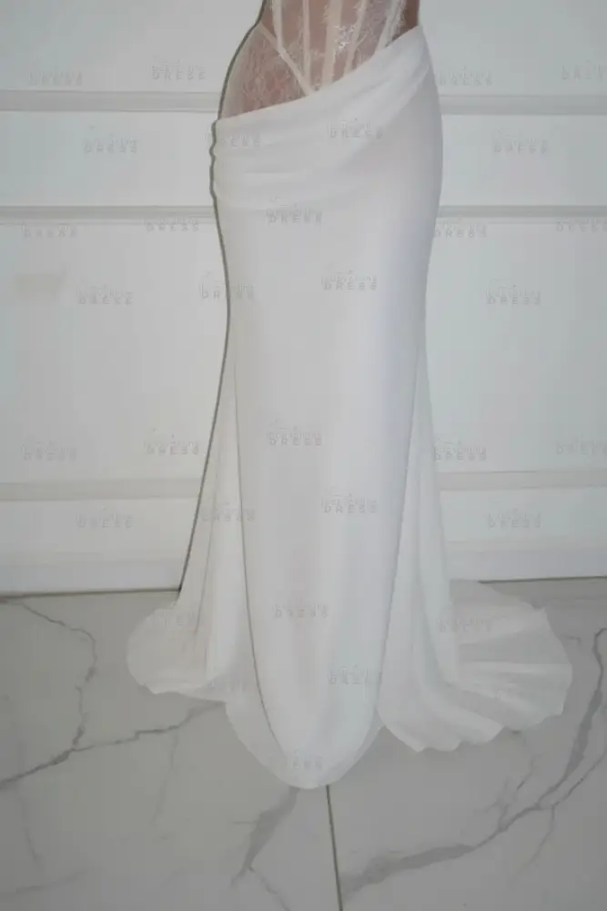 Strapless Sleeveless Lace Long Mermaid Prom Dress Sweetheart