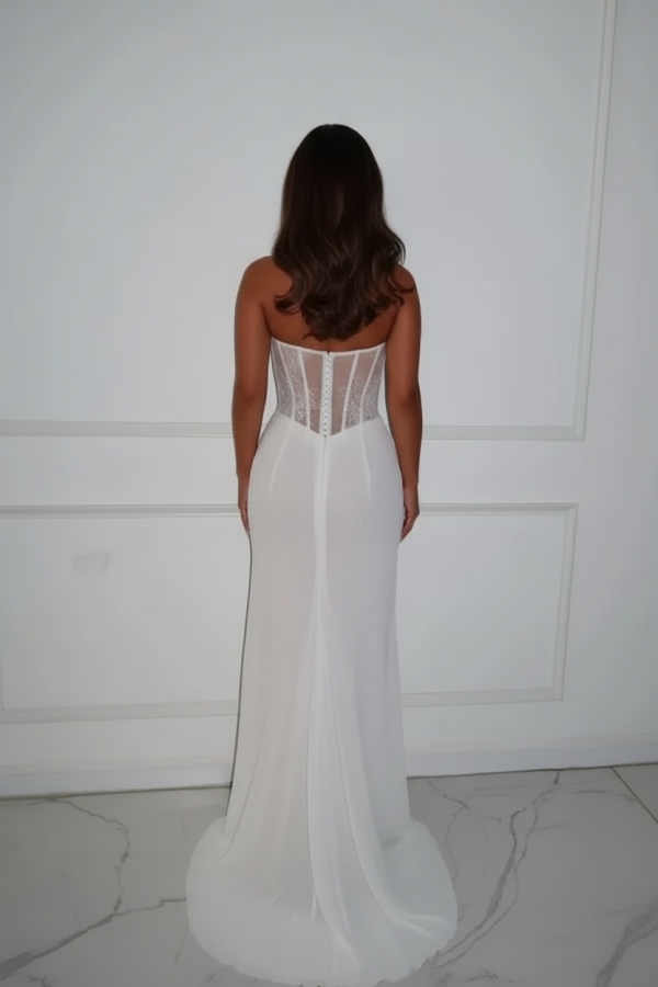 Strapless Sleeveless Lace Long Mermaid Prom Dress Sweetheart