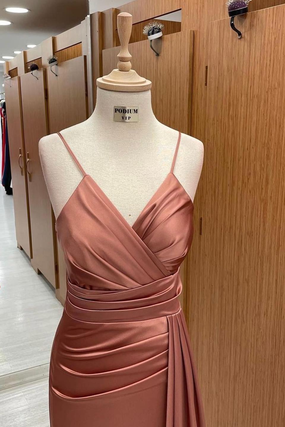 Spaghetti Straps V-neck A-line Long Prom Dresses