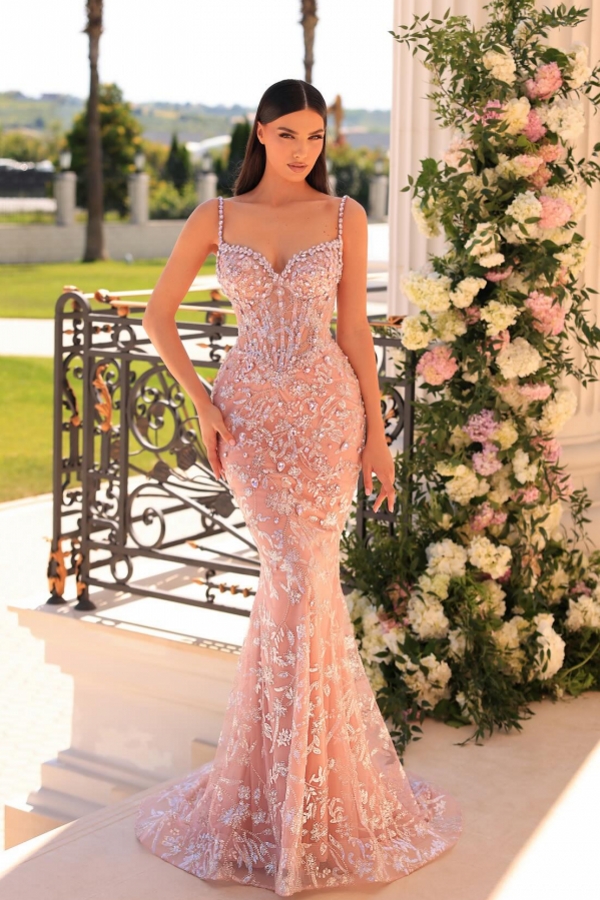 Sweetheart Pink Floor length Tulle Prom Dresses