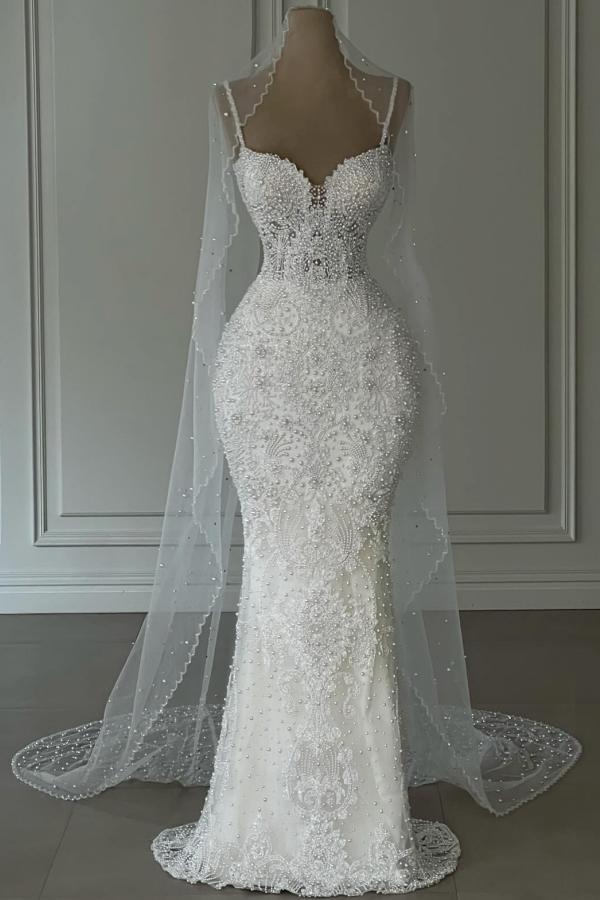 Sweetheart White Column Floor length Wedding Dresses 