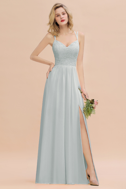 Sweetheart Aline Lace Party Dress Sleeveless Bridesmaid Dress with Side Slit