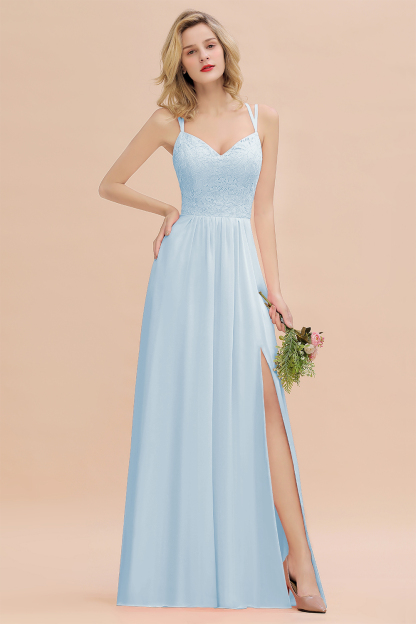 Sweetheart Aline Lace Party Dress Sleeveless Bridesmaid Dress with Side Slit